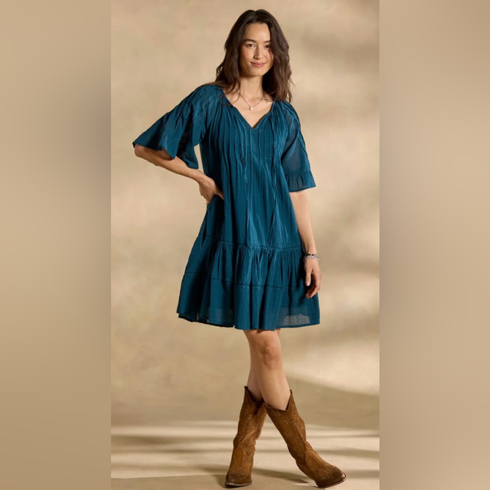 SUNDANCE - beautiful green-ish blue dress. Cotton. Petite Small NWT